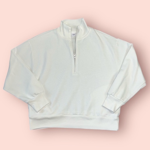 GAP Factory Tops - Gap Factory 1/2 Zip Mock Neck Fleece Pullover In White Size Medium